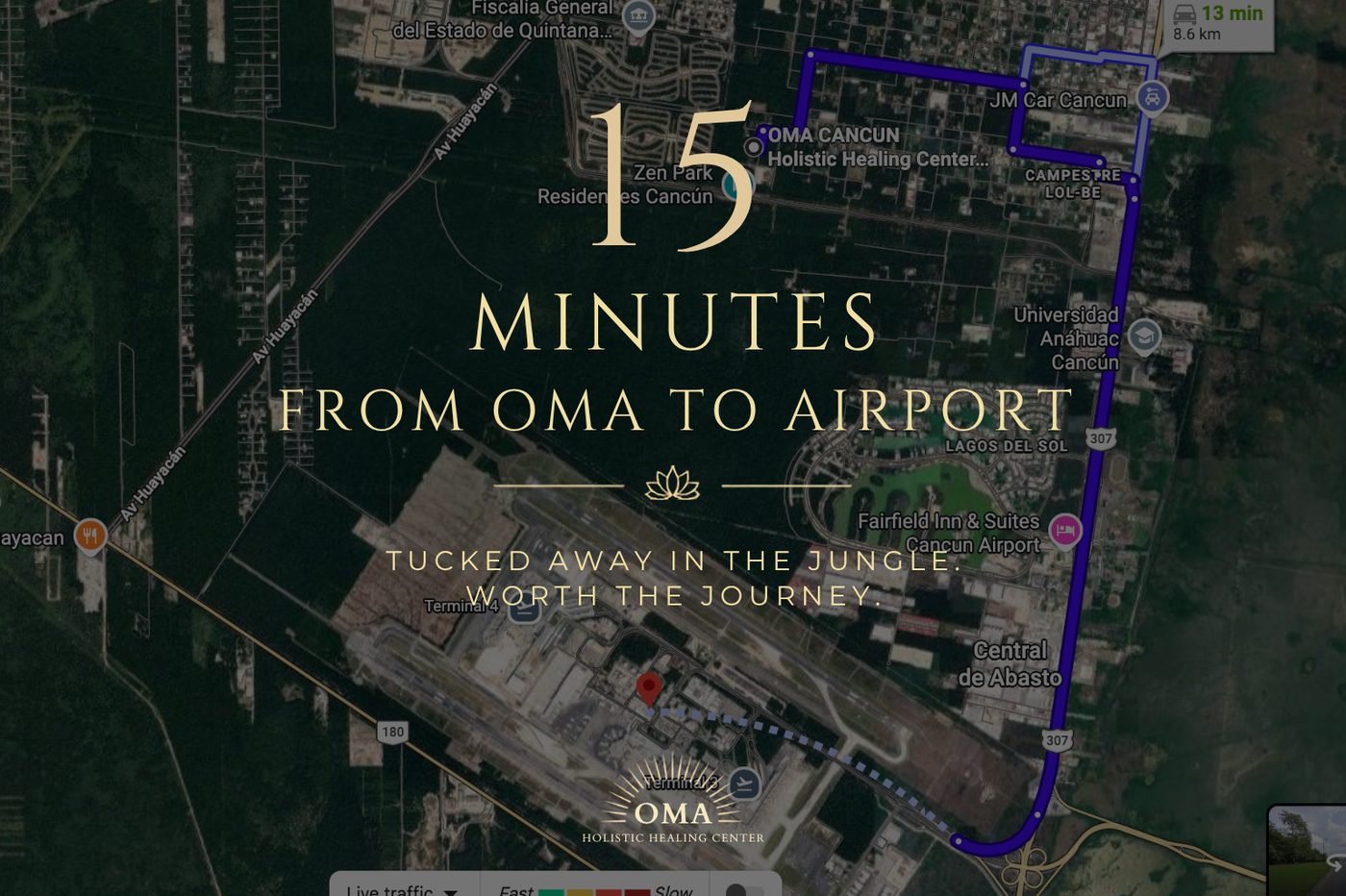 Quince minutos de OMA CANCUN al aeropuerto de Cancún