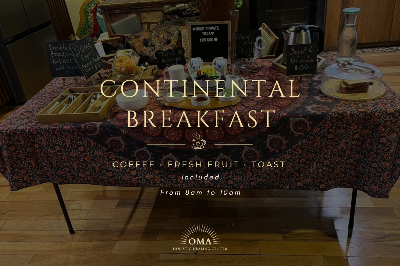 Desayuno continental incluido de 8 a 10 am