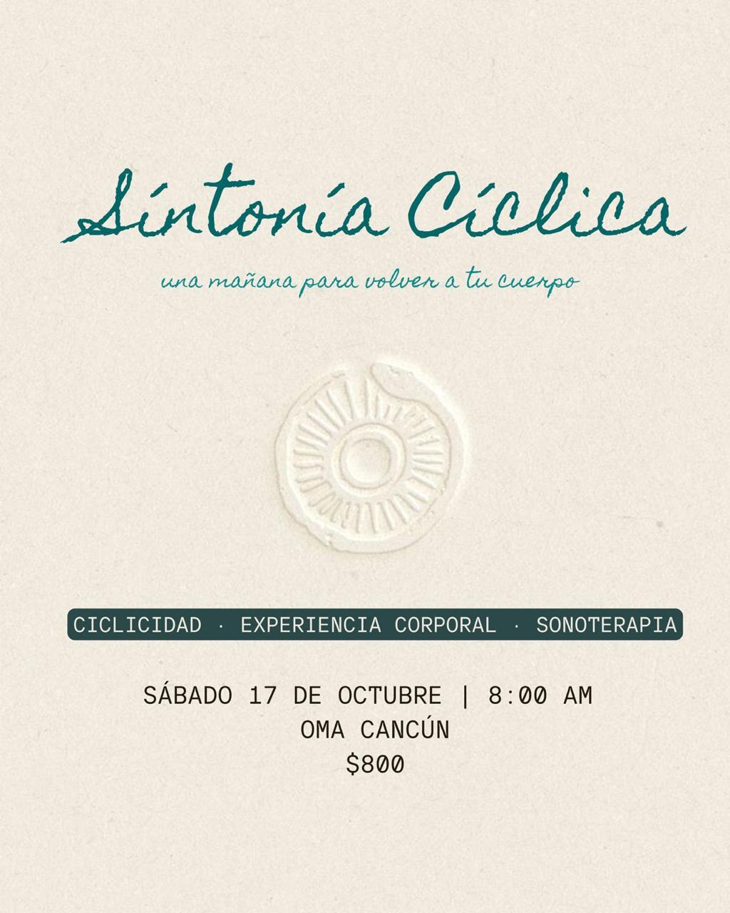 Sintonía Cíclica, sábado 17 de octubre, 8:00 a.m., OMA Cancún